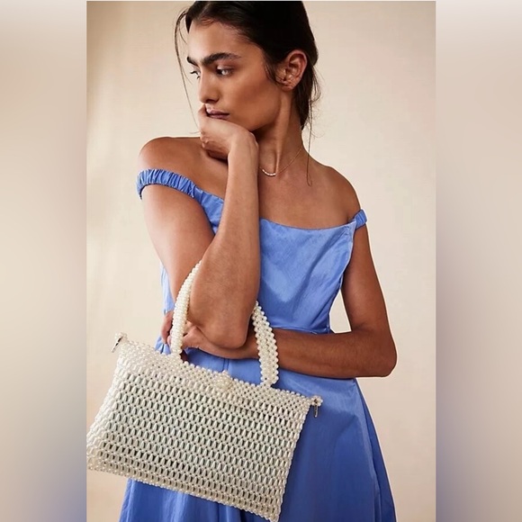 NWOT Free People Formal Prom Iris Blue Midi Dress Off The Shoulder Ruched - Picture 3 of 7